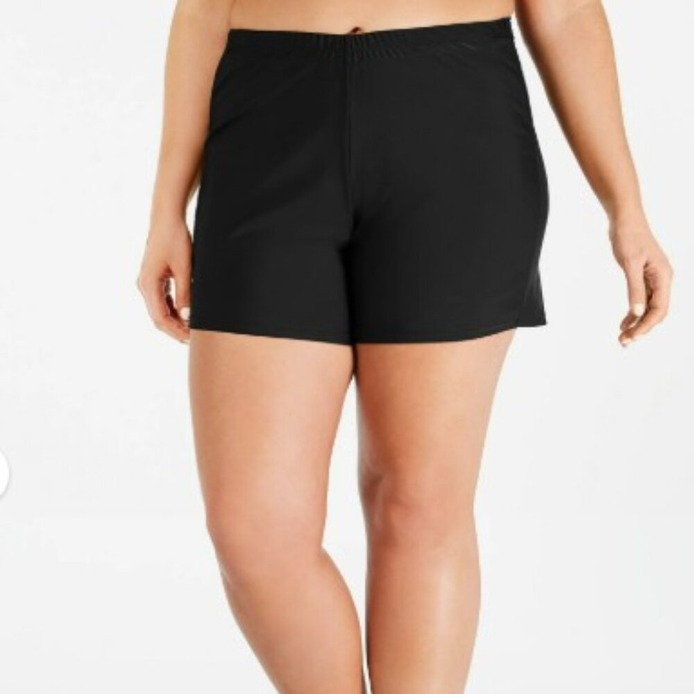 Island Escape Swim Shorts Swimsuit Black Women's Size 22W NWOT